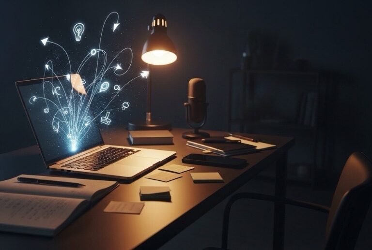 Podcast konuları nasıl bulunur ve podcast fikirleri arayanlar için evde kayıt yapan bir çift